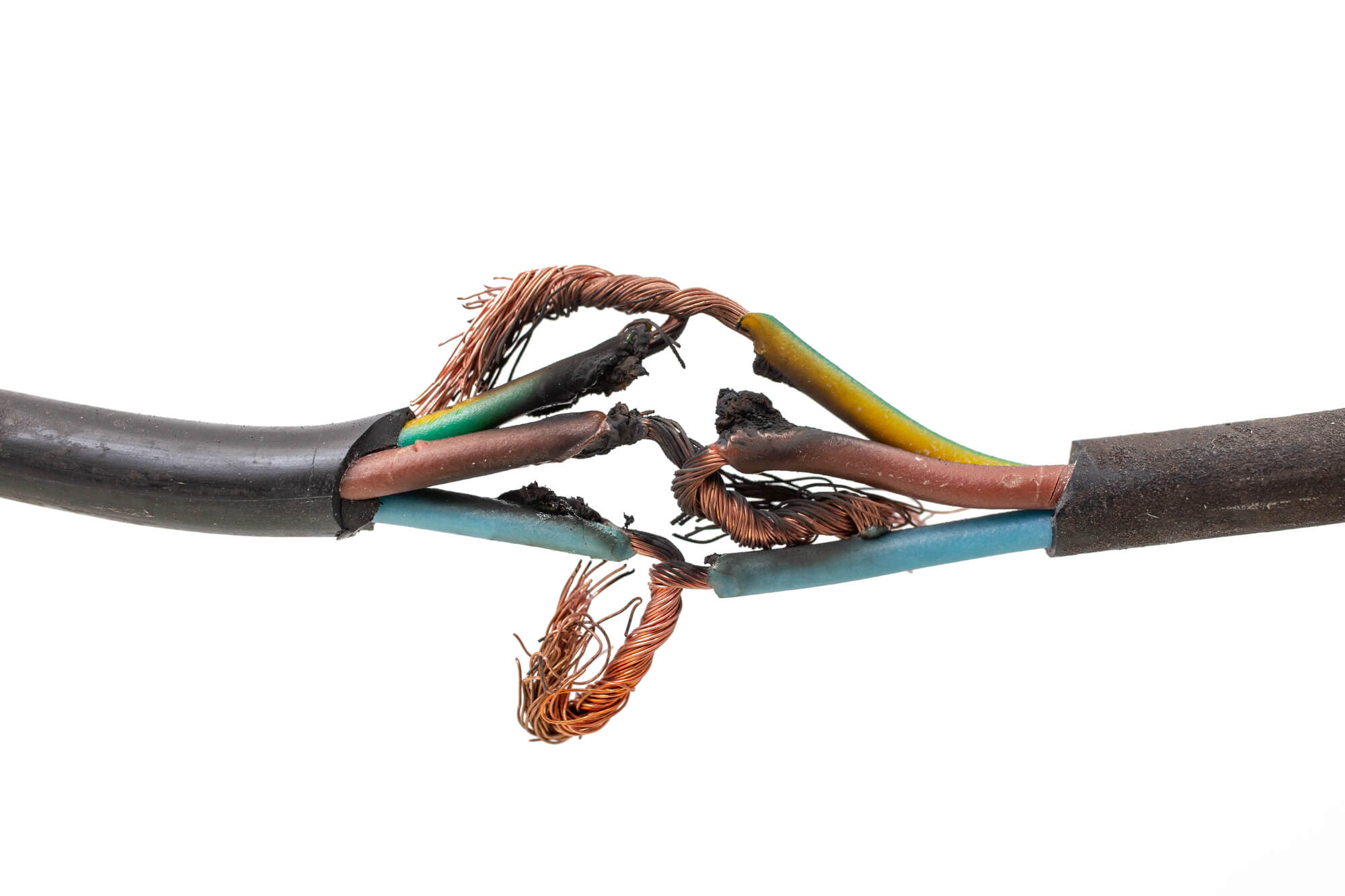 Breaker panel burning smell — charred electrical wiring