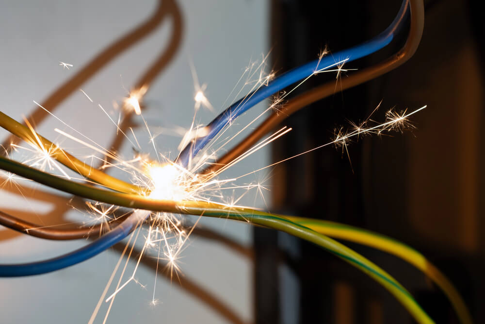 Electrical Short Circuit with Sparks and Burn Marks