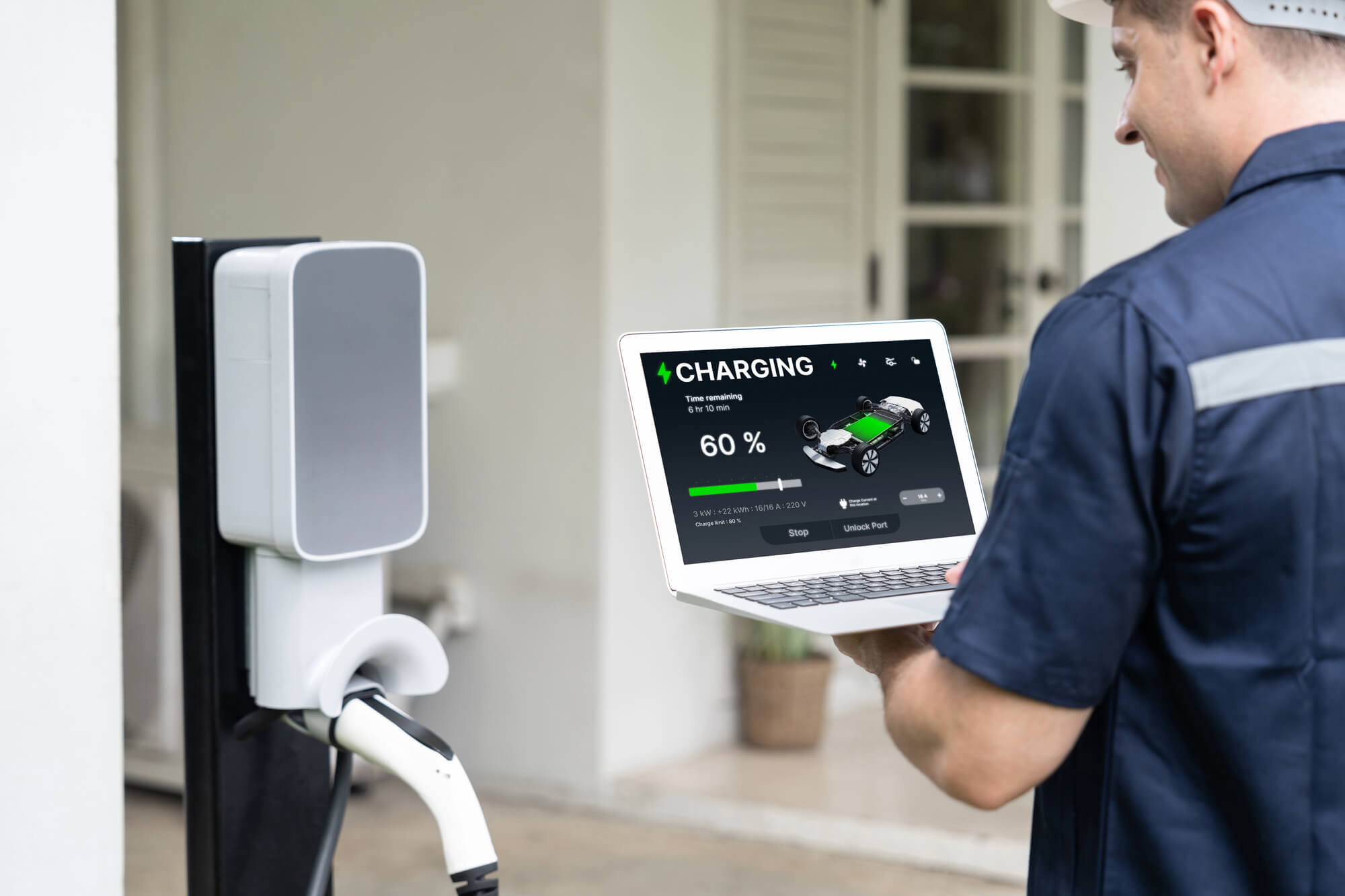 Level 2 EV charger installed in home garage